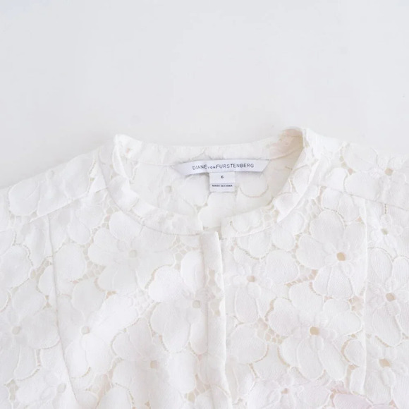 Diane Von Furstenberg DVF White Floral Lace Warner Shift Midi Dress 6 - Picture 9 of 15